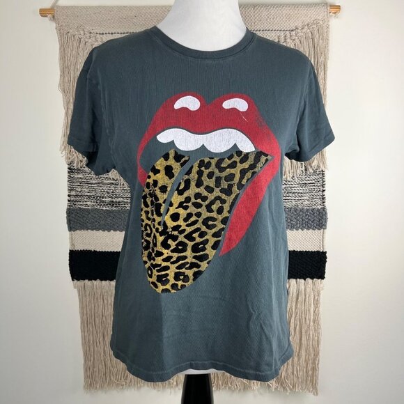 Daydreamer Leopard Print Rolling Stones Short Sleeved Tee Size Small - Picture 1 of 7